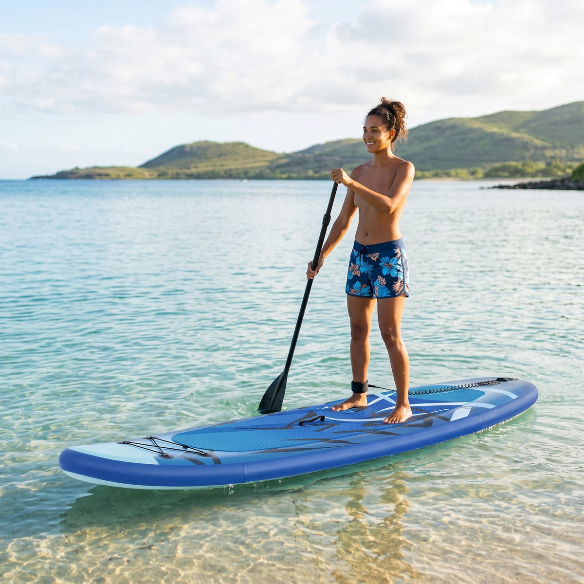 Airfind Inflatable Stand Up Paddle Board with Triple Fins Backpack and Aluminum Hand Pump for Adults Cruising and Fishing, Blue