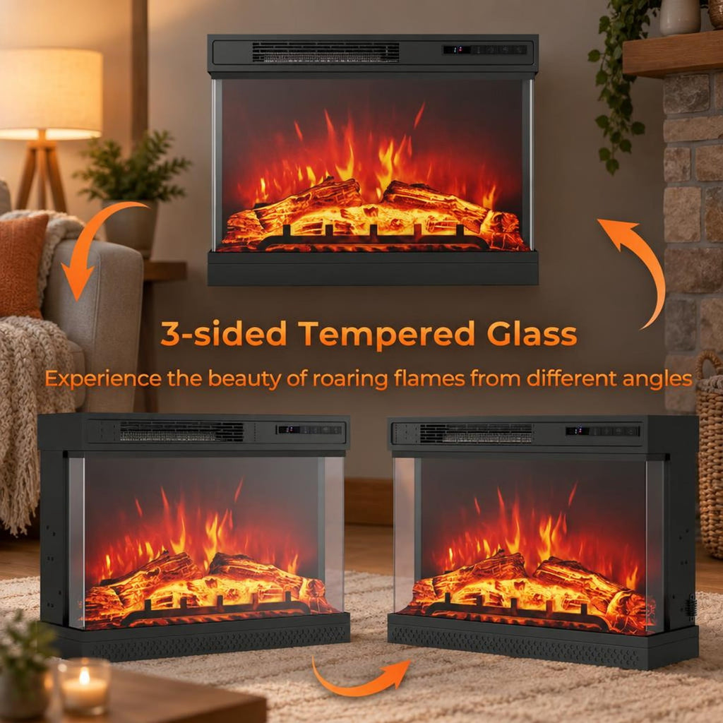 Airfind 24 Inches 3, 24in x 7.9in x 18.25inLength of Footprint, BlackMaterial Metal Tempered GlassOverall