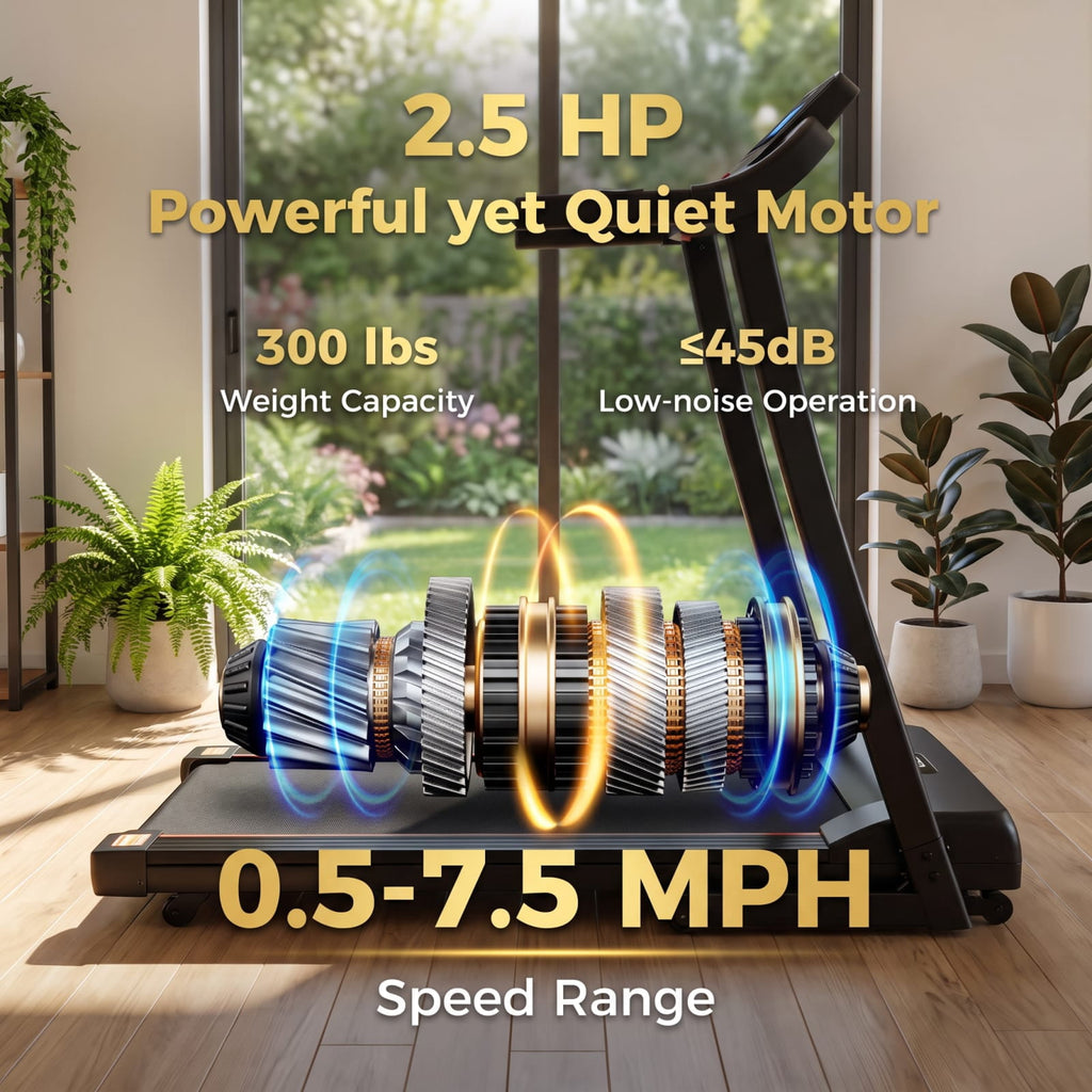 Airfind 2.5 HP Walking Treadmill with Long Handrails and 15 Preset Programs for Seniors Home Gym Low Impact Cardio, Black