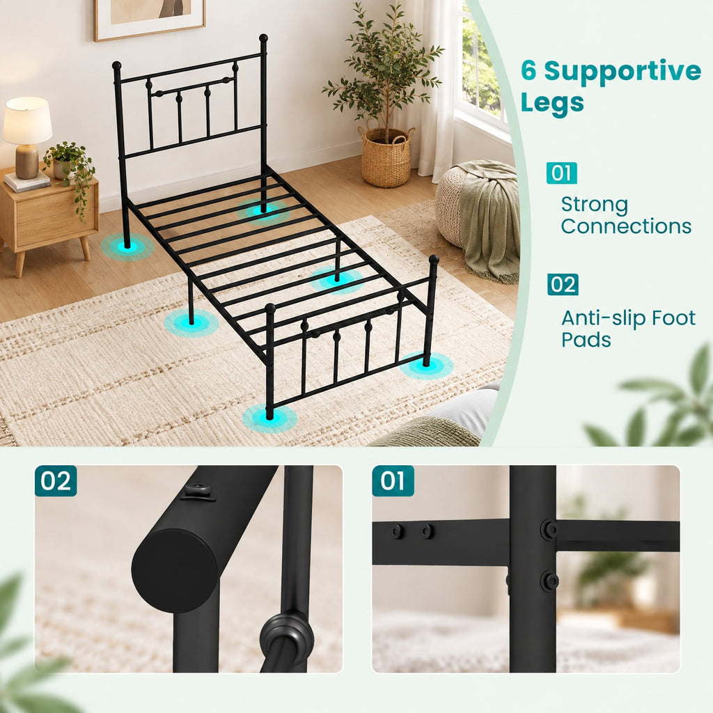 Airfind Full/Queen/Twin Size Heavy-duty Metal Bed Frame with Headboard, 660 lbs Capacity, Metal Frame, 78 x 40 x 50 Footprint, Black