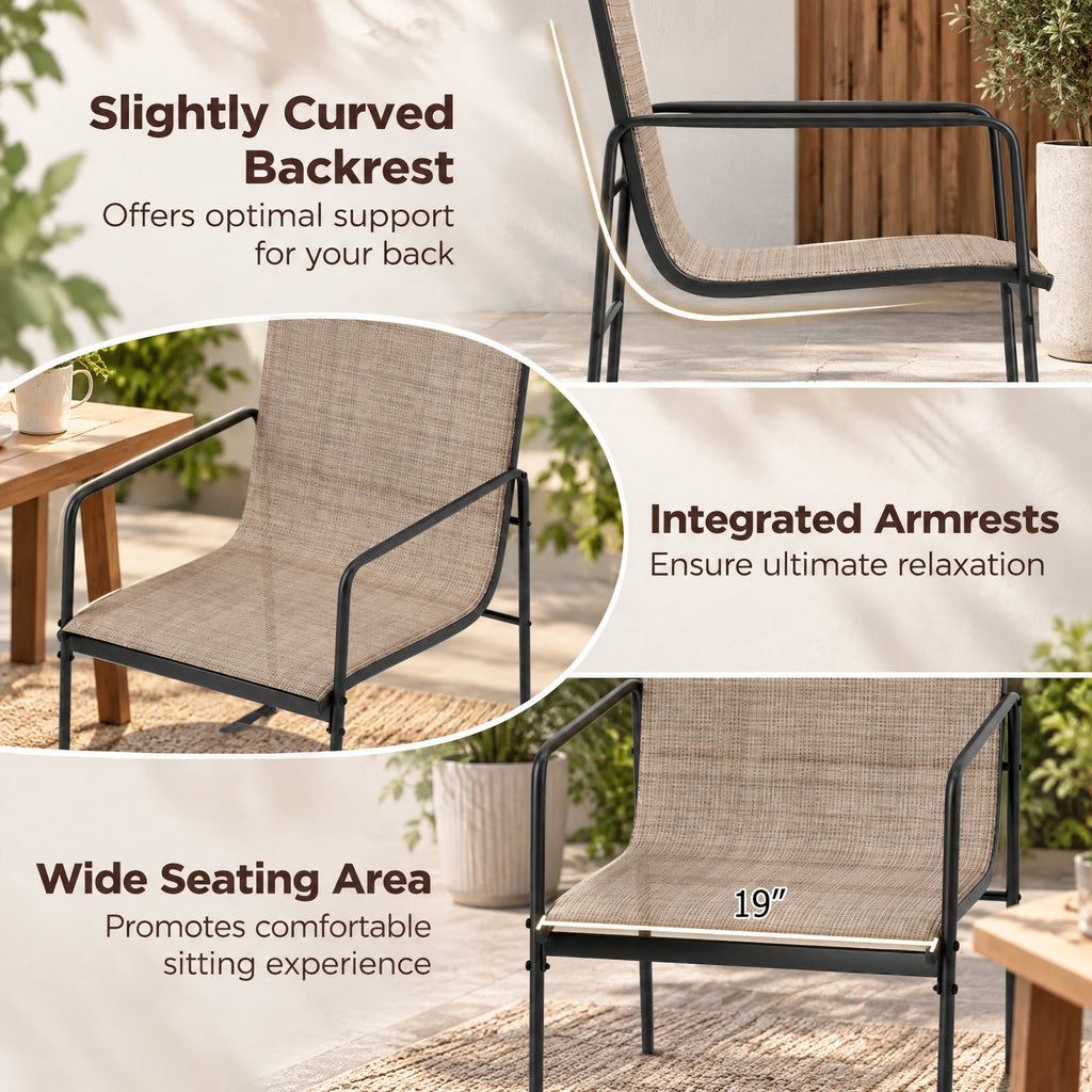 Airfind Outdoor Dining Chairs Set of 4 Patio Furniture Chair with Breathable Seat and Backrest, 25.5 x 21 x 33Seat Height 17Seat Footprint