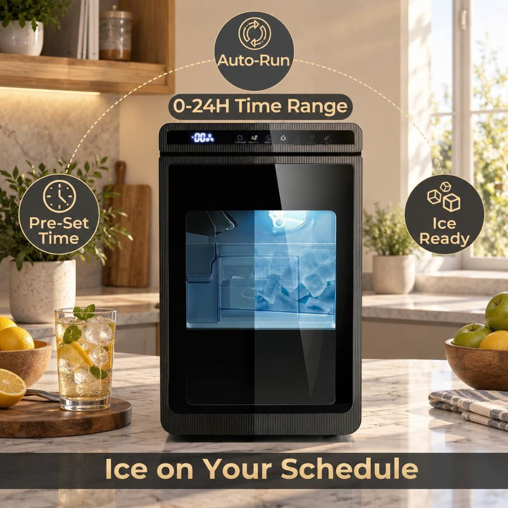 Airfind Clear Ice Cube Maker Countertop 1.6 Inches Large Square Ice Cubes, ABS Stainless Steel Frame, Silver