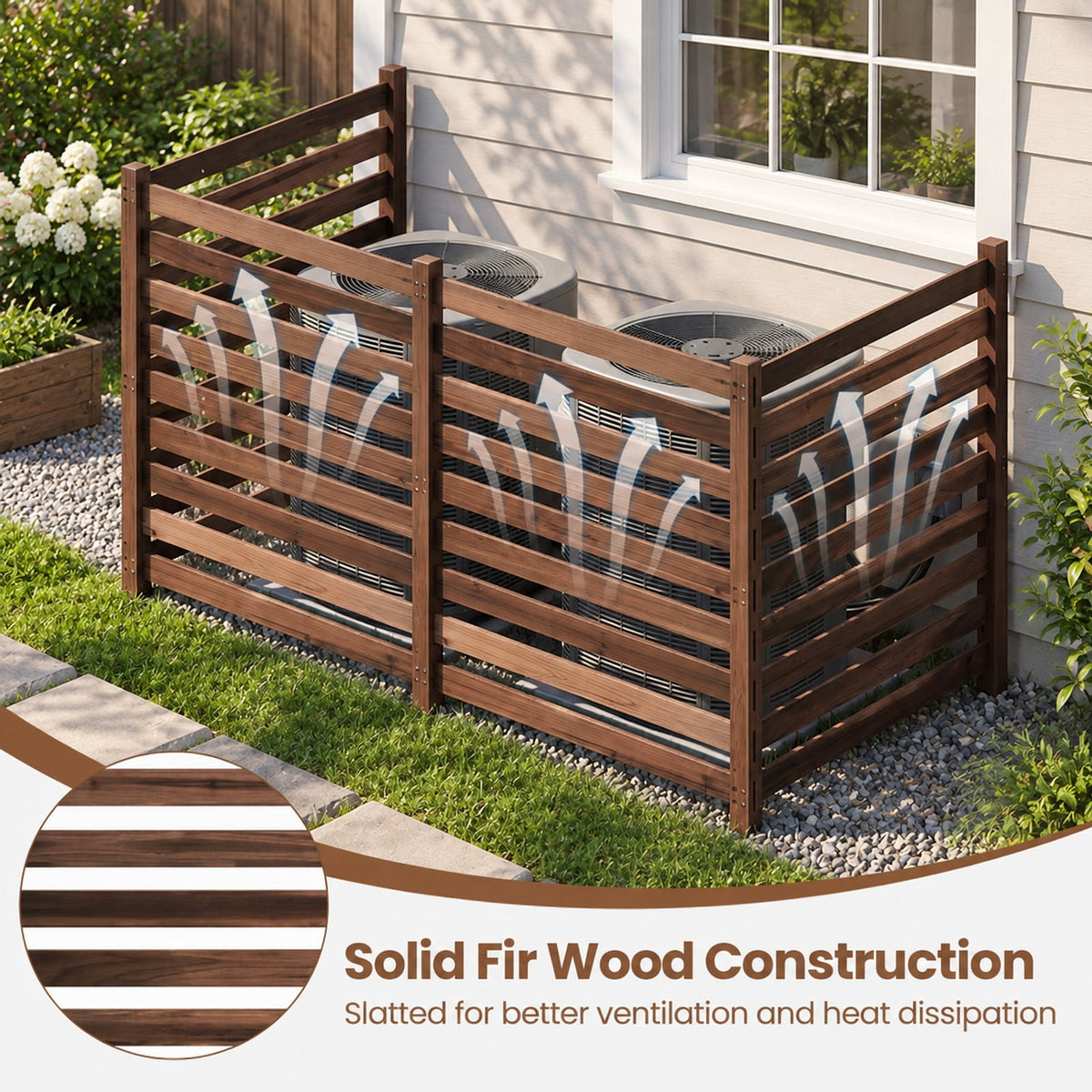 Airfind 4-Panel Wooden Outdoor Privacy Fence with Ground Stakes, Fir Wood, Product Dimensions of Each Screen 38.5 Inch, Brown