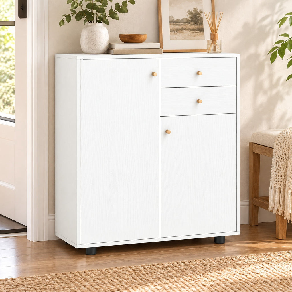 Airfind Kitchen Sideboard Buffet Cabinet Coffee Bar Cabinet with 2 Drawers 2 Doors and 3 Adjustable Shelves, 45 lbs Capacity, Engineered Wood Frame