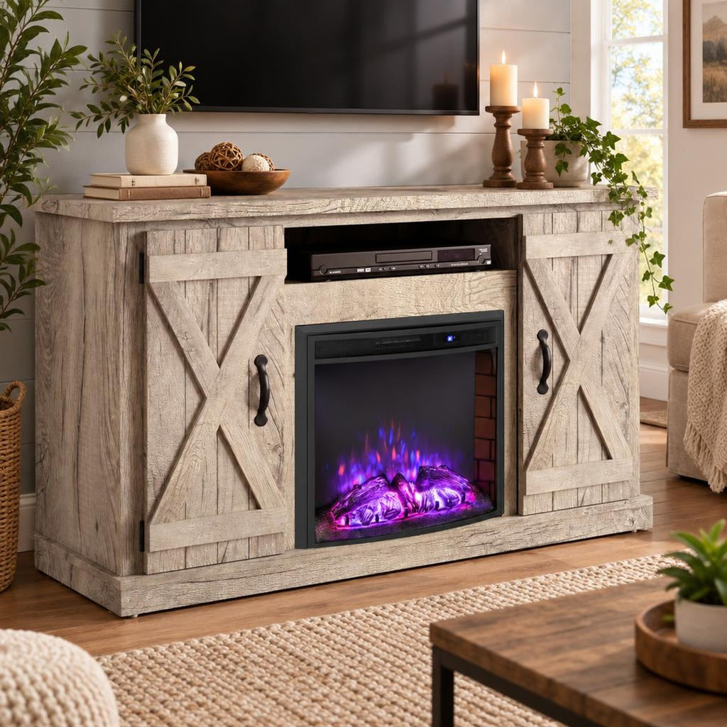 Airfind Curved Recessed Electric Fireplace Insert with Remote Control and Overheat Protection-26 Inch, Metal Tempered Glass Frame, Black