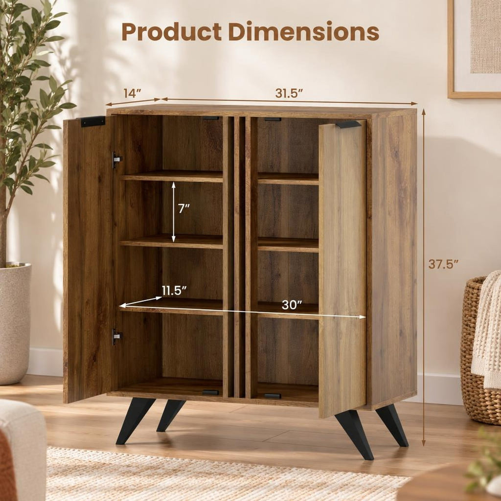 Airfind 4-Tier Modern Freestanding Hidden Shoe Cabinet with 2 Doors, 180 lbs Capacity, Engineered Wood Plastic Frame, 31.5 x 14 x 37.5 Footprint
