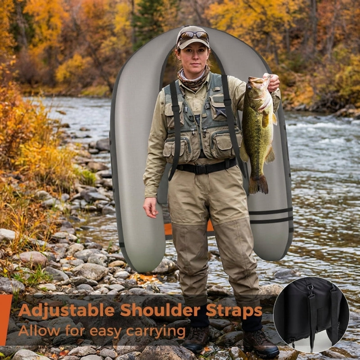 Airfind Inflatable Float Tube for Fly Fishing with Storage Pockets, Gray