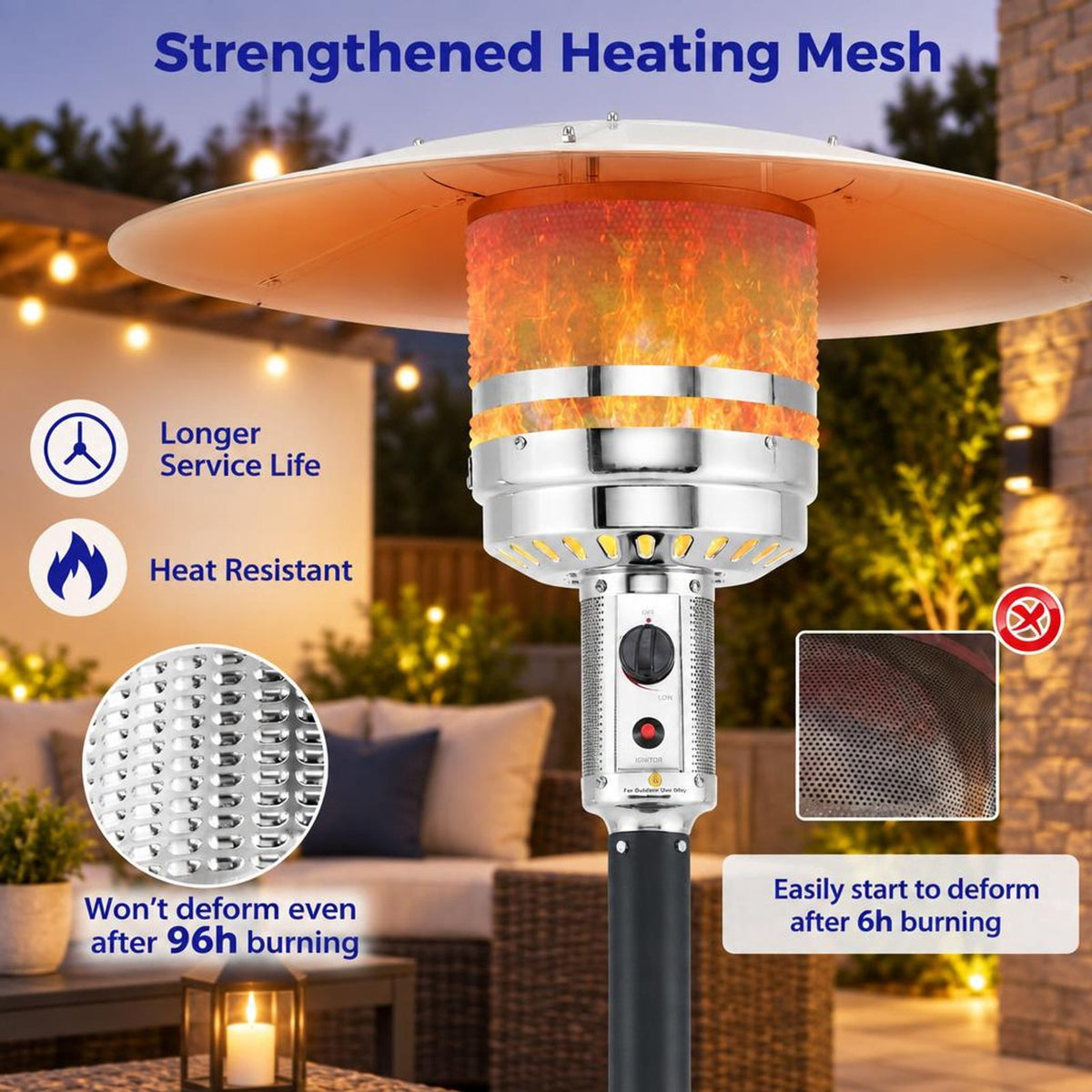 Airfind 50000 BTU Propane Patio Heater with Round Table Design, Aluminum 304 Stainless Steel Metal Frame, 32 x 87 Footprint, Black