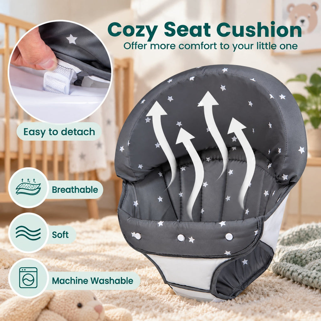 Airfind Foldable Baby Activity Walker with Adjustable Height and Detachable Seat Cushion, 30 lbs Capacity, PP Metal Frame, for 6-36 Months Old, Gray
