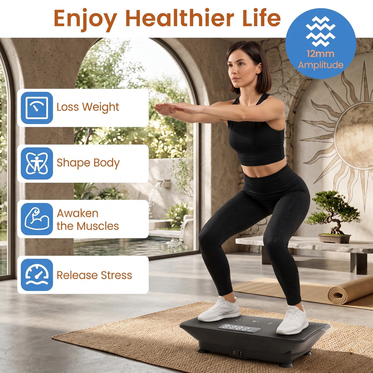 Airfind Vibration Plate Exercise Machine with Gravity Sensor, 10-Speed Whole Body Vibration Platform Fitness Trainer with Remote for Home Gym Workout, Black