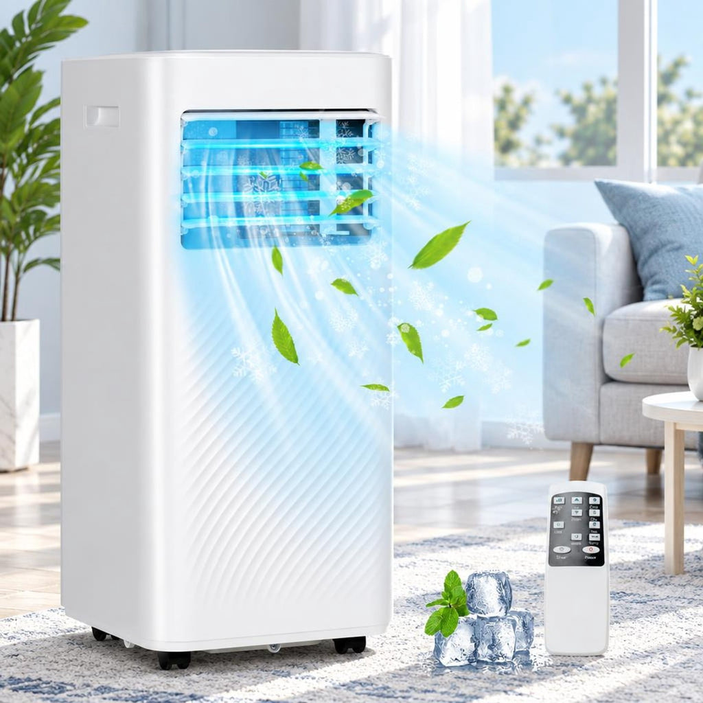 Airfind 4-in-1 8000 BTU Air Conditioner with Cool Fan Dehumidifier and Sleep Mode, Abs, Built in 4 Modes 2 Fan Speeds and 1-24H Timer, White