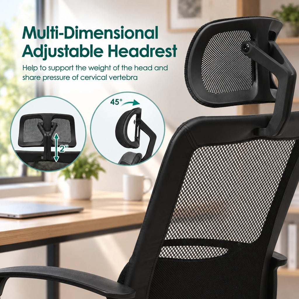 Airfind Mesh Office Chair High Back Ergonomic Swivel Chair, 265 lbs Capacity, Mesh PP PU steel sponge Frame, Black