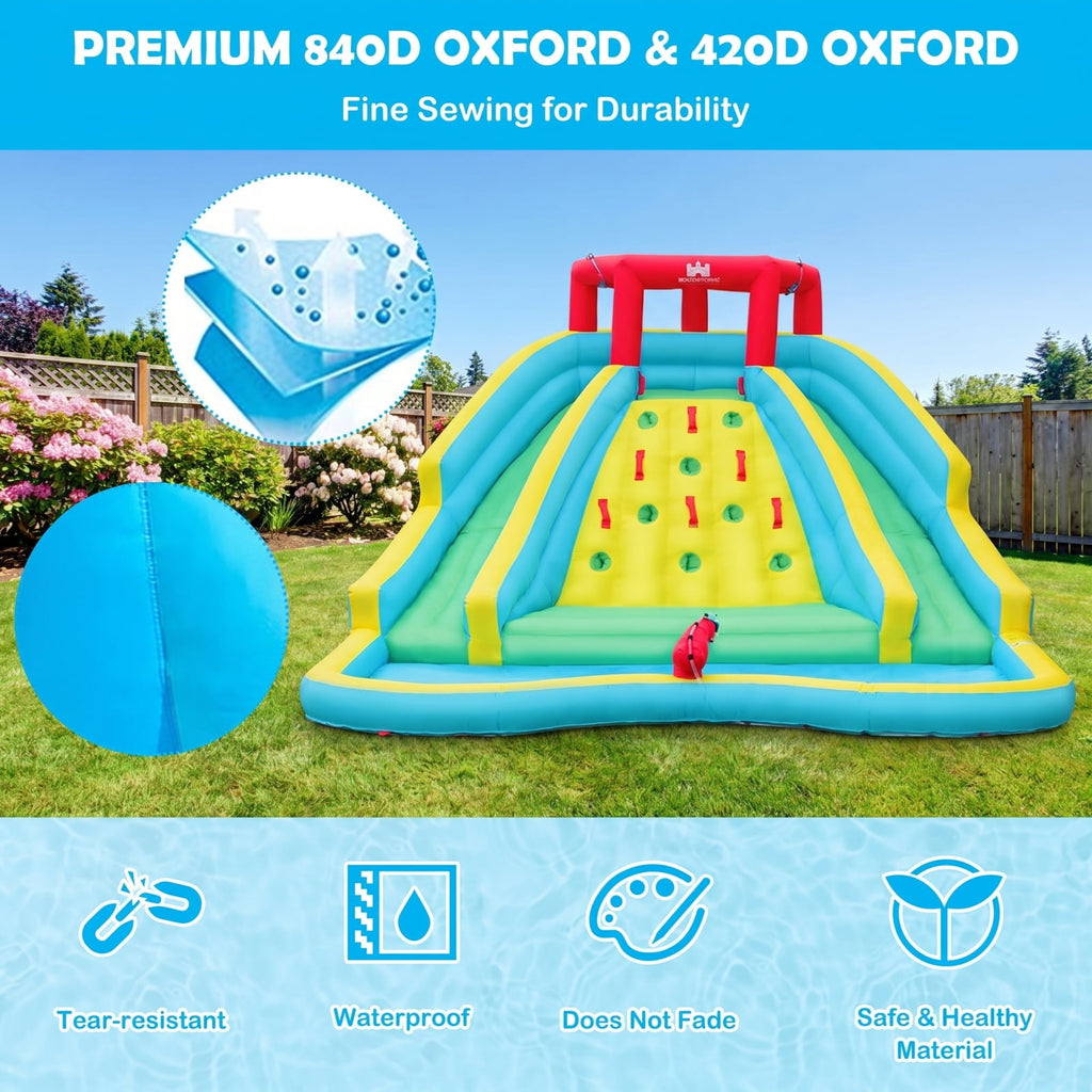Airfind Double-Side Inflatable Water Slide Park with Climbing Wall, Dual Slides, Splash Pool and Water Cannon, 178x144x92in Bounce House for Kids 3-8