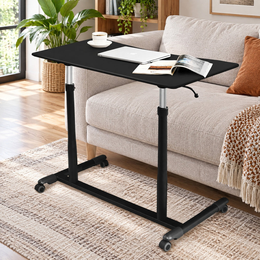 Airfind Height Adjustable Computer Desk Sit to Stand Rolling Notebook Table, MDF Frame, 37.5 x 21.5 x 27.5-42 Footprint, Balck