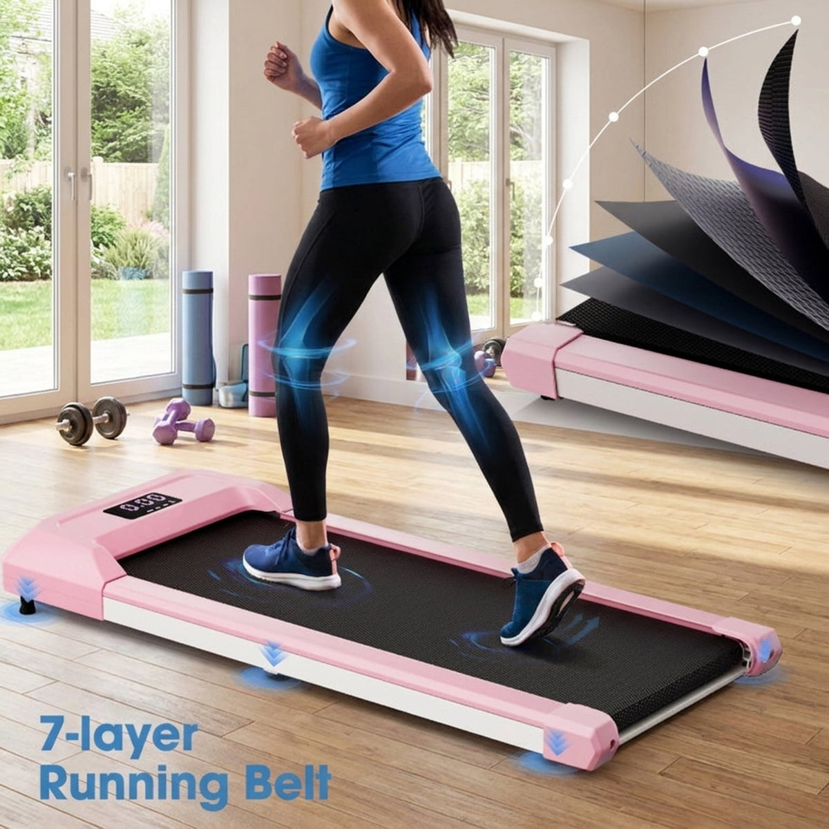 Airfind 3-in-1 Folding Treadmill with Incline 3 HP Walking Treadmill for Home with Smart App and Bluetooth Speaker and Heart Rate Monitor, Pink