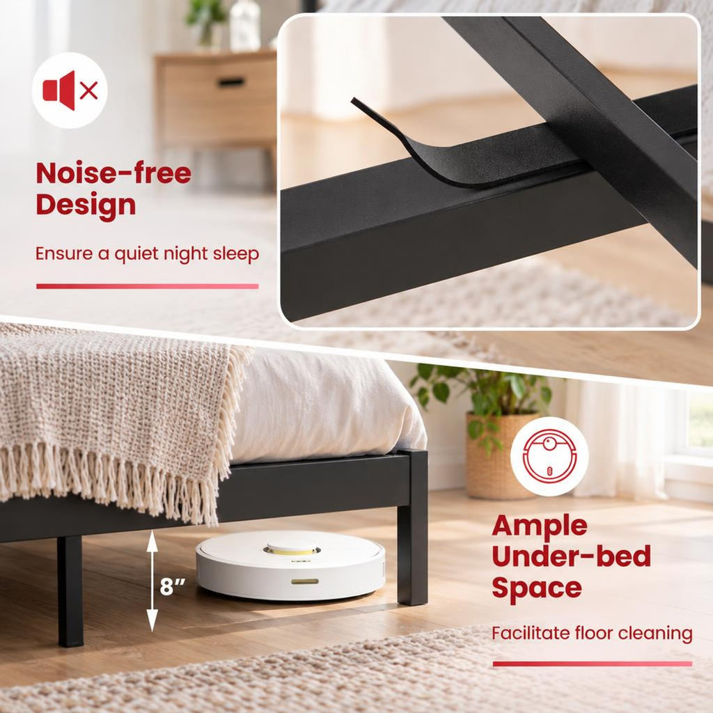 Airfind Full/Queen Size Floating Bed Frame with LED and Headboard and Charging Station, 660 lbs Capacity, 78.5 Inch x 55.5 Inch x 34 Inch Bed Platform Footprint