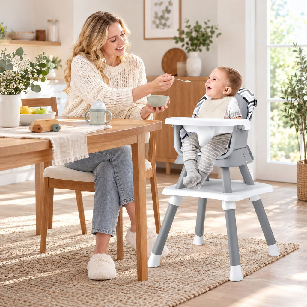 Airfind 6-in-1 Convertible Youth High Chair featuring Adjustable Removable Tray with Detailed Instruction and Tool-free Installation, Gray