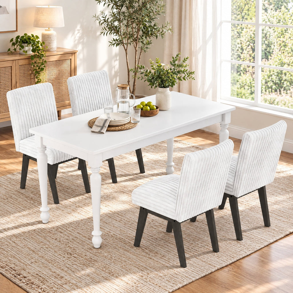 Airfind Dining Chairs Set of 4 Fabric Upholstered Kitchen Chairs with Padded Seat and Rubber Wood Legs, 400 lbs Capacity, 18 x 26 x 36 Footprint
