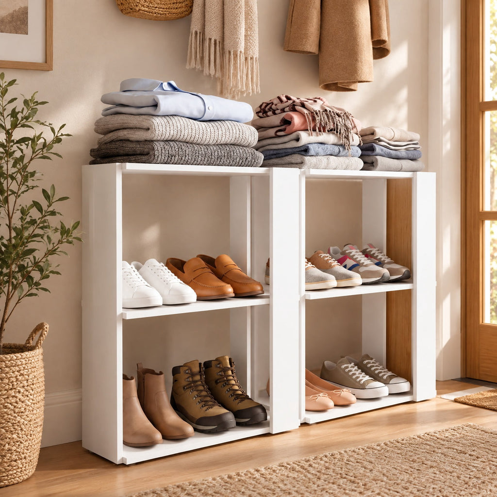 Airfind 3, Tier Shoe Rack Modern Shoe Organizer with Stackable Design, White, Add more units to create a customized storage solution that grows