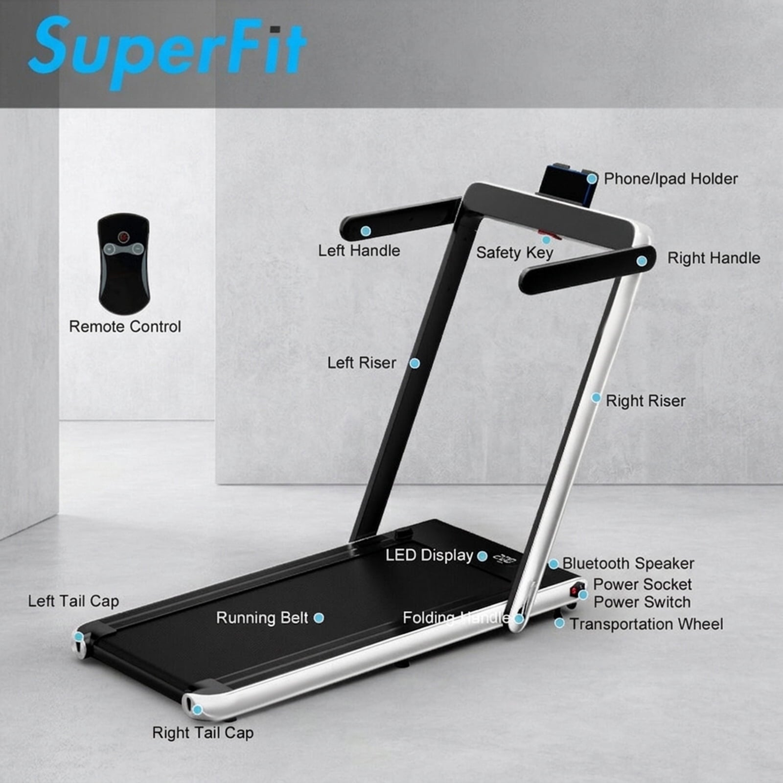 Airfind 2.25HP 2-in-1 Walk-to-Run Folding Treadmill with APP Sync Audio Console, Silver