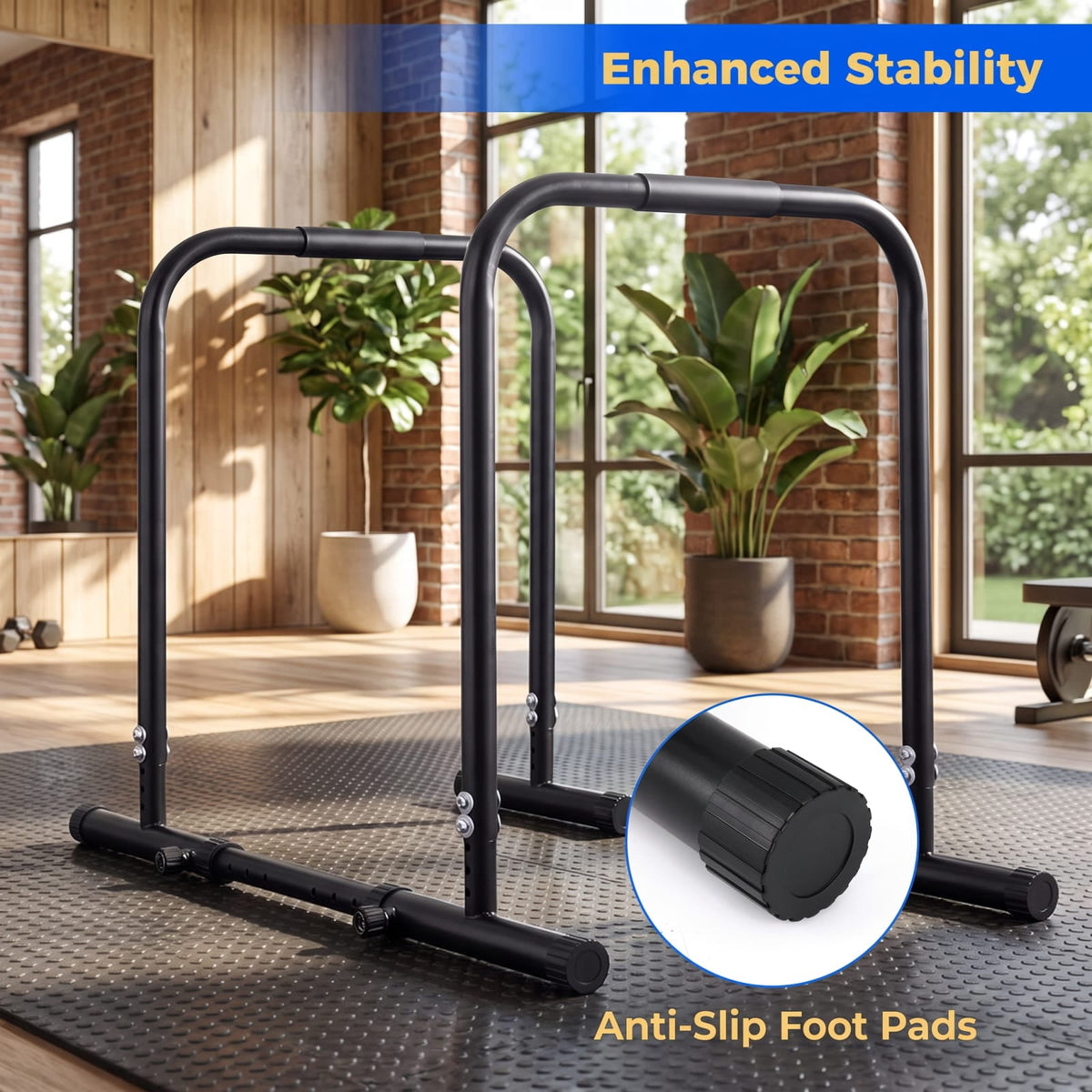 Airfind Adjustable Dip Bar Station with 4 Height and 5 Width Settings and Foam Padded Handles for Calisthenics and Strength Training, Black