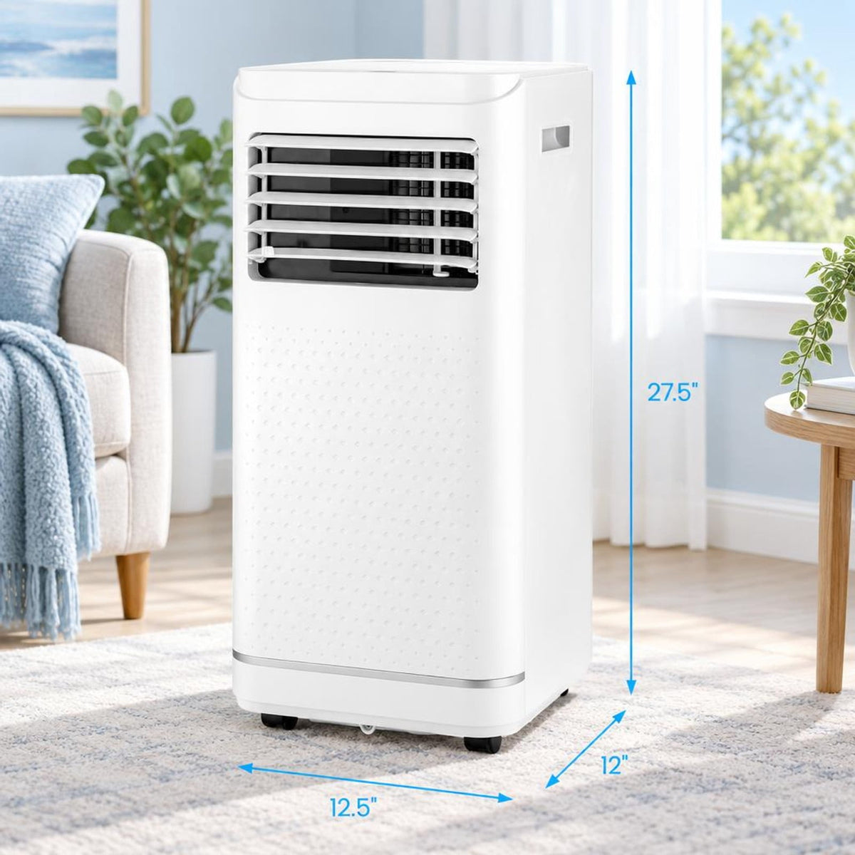 Airfind 8000 BTU Portable Air Conditioner with Dehumidifier and Fan Mode, ABS Frame, White, 24H auto on/off timer to save energy
