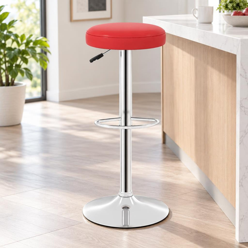 Airfind Set of 2 Height-adjustable Swivel Bar Stool with 360° Swivel bar stool, Stool 400 lbs Capacity, 15 x 15 x 25.5-33.5 Footprint, Red