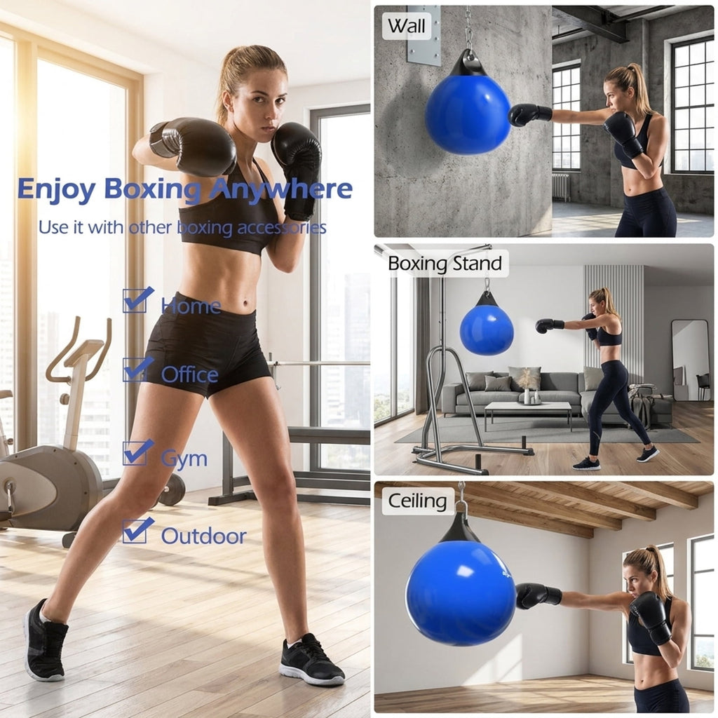 Airfind Freestanding Punching Bag for Adults with Strong Suction Base and Adjustable Height 47 to 63 Inch and Spring Stand and Boxing Gloves for Home Training, Blue