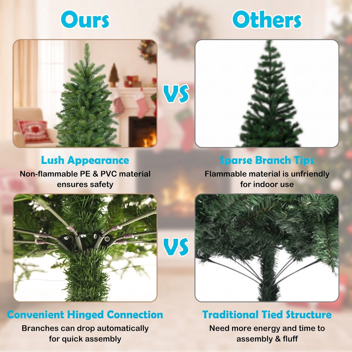 Airfind 6 Feet Pre-Lit Artificial Christmas Pencil Tree with 648 PVC PE Branch Tips, PVC PE metal Frame, 29.13 x 29.13 x 70.87 inch Footprint, Green