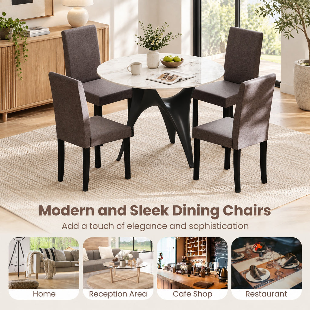 Airfind Set of 2 Dining Chair Mid-Century Modern Fabric Upholstered Parson Chairs, Chair 330 lbs Capacity, 17in x 22in x 35.5in Footprint, Brown
