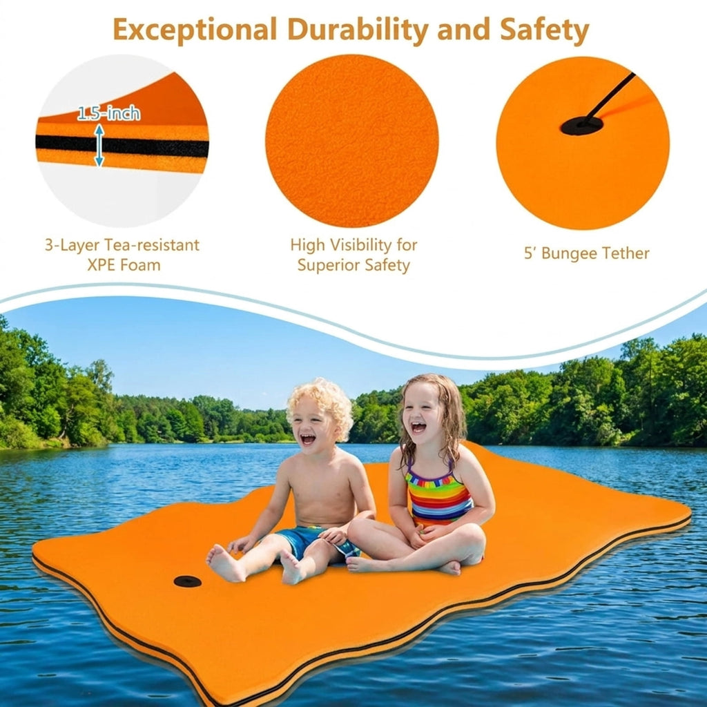 Airfind Triple-Layer Lake Float Pad with Roll-Up Storage, Orange