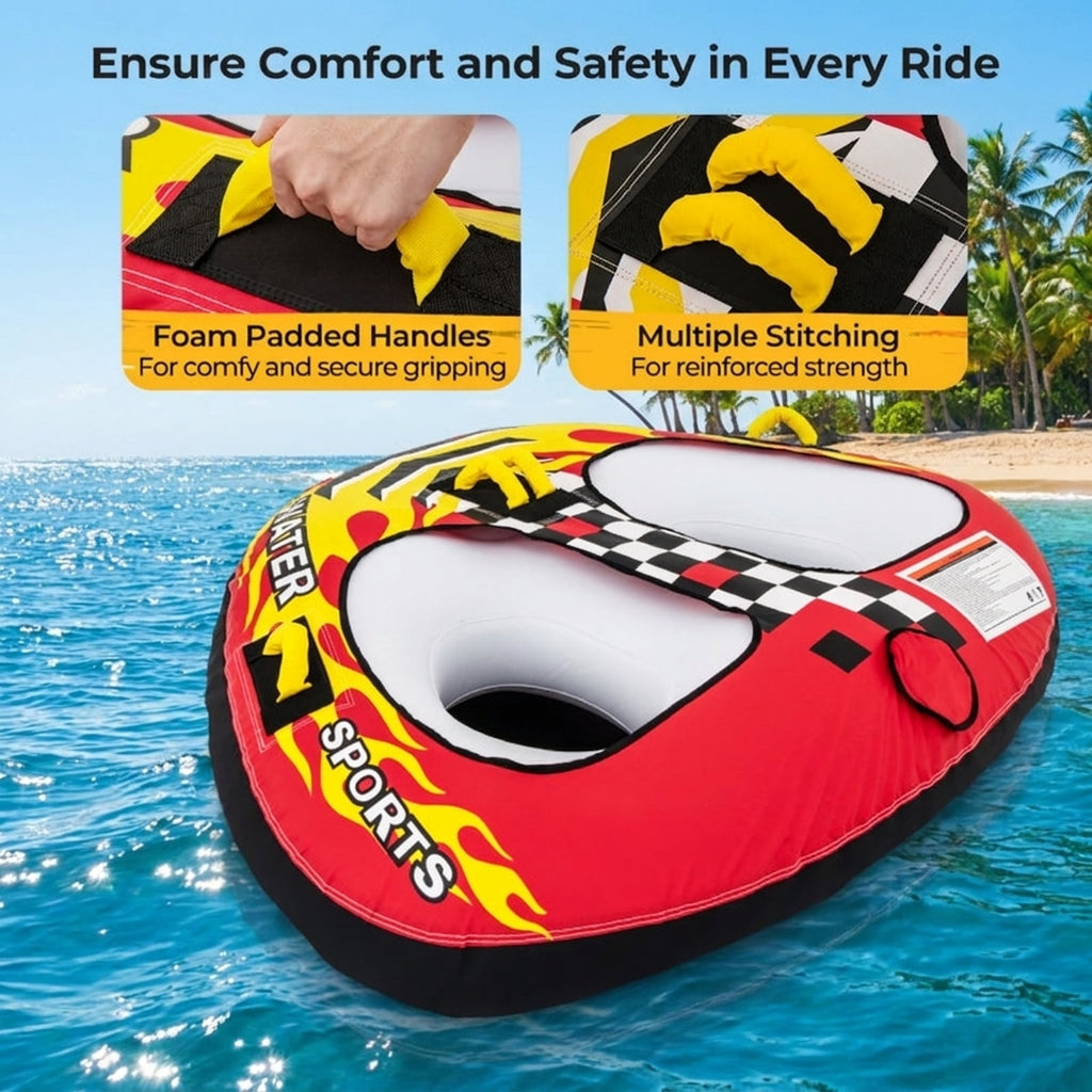 Airfind Heavy-Duty Inflatable Towable Tube for Boat Excursions, Yellow