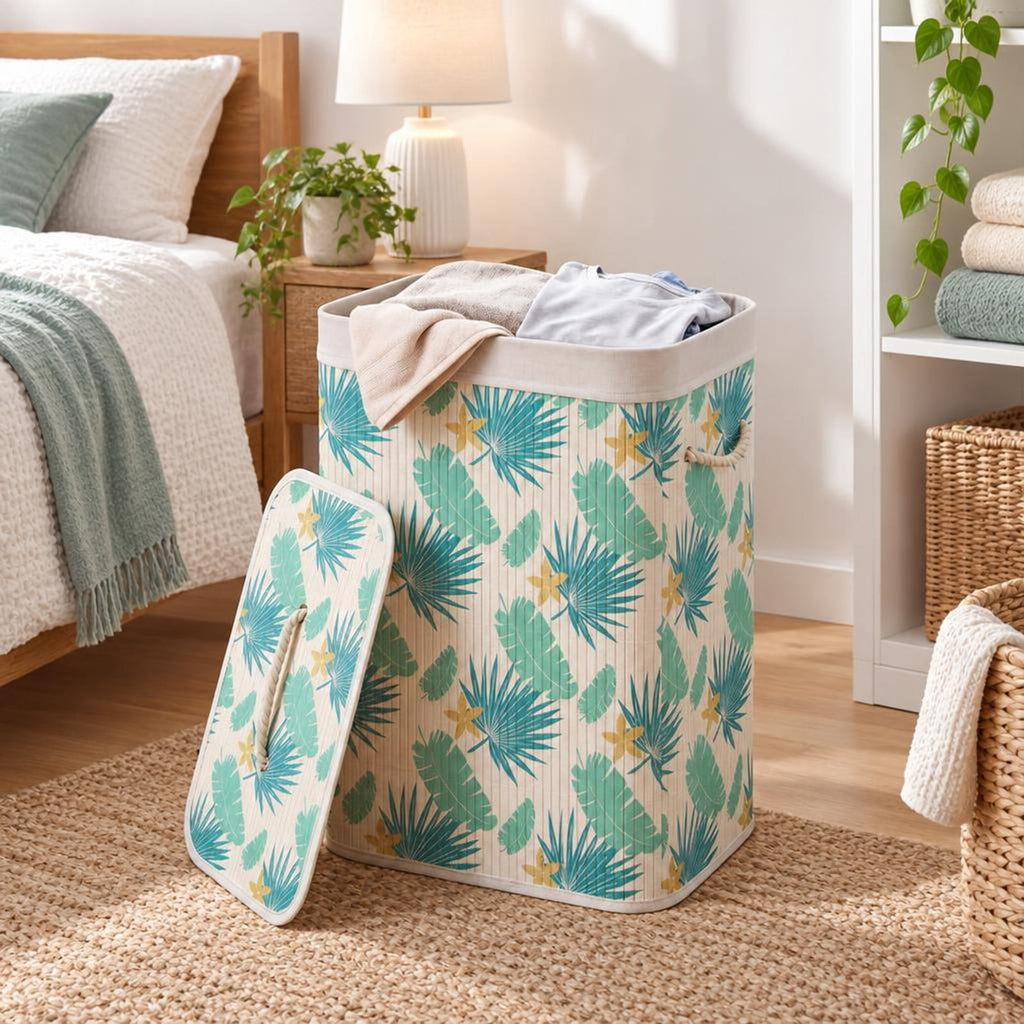 Airfind 19 Gal Bamboo Clothes Hamper with Removable Liner and Portable Handles, 33 lbs Capacity, Bamboo Polyester Cotton Metal Engineered Wood Frame