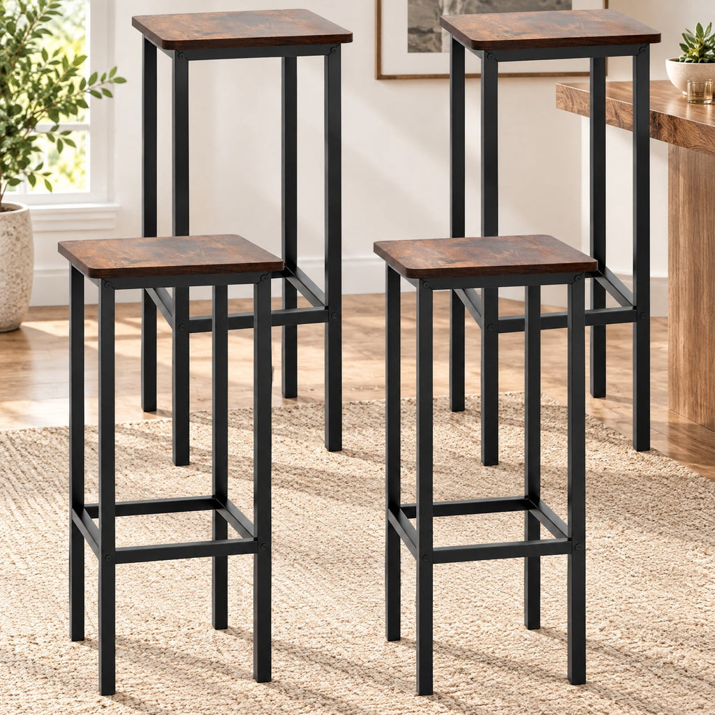 Airfind Set of 4 Bar Stool Set 26 Inch Bar Chair with Metal Legs and Footrest, 330 lbs Capacity, Engineered Wood Metal Frame, White