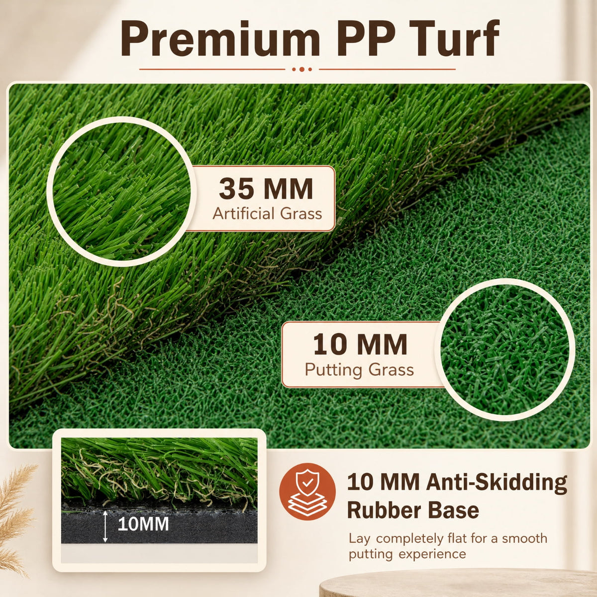 Airfind 10 x 3.3 FT Golf Putting Green with Realistic Artificial Grass Turf, Practice Putting Green Mat with 3 Holes for Indoor Outdoor Backyard