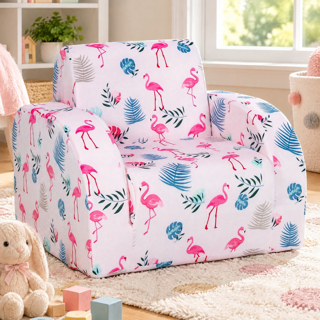 Airfind 3-in-1 Convertible Kid Sofa Bed Flip-Out Chair Lounger for Toddler, 66 lbs Capacity, Velvet fabric sponge Fully expanded Frame, Pink