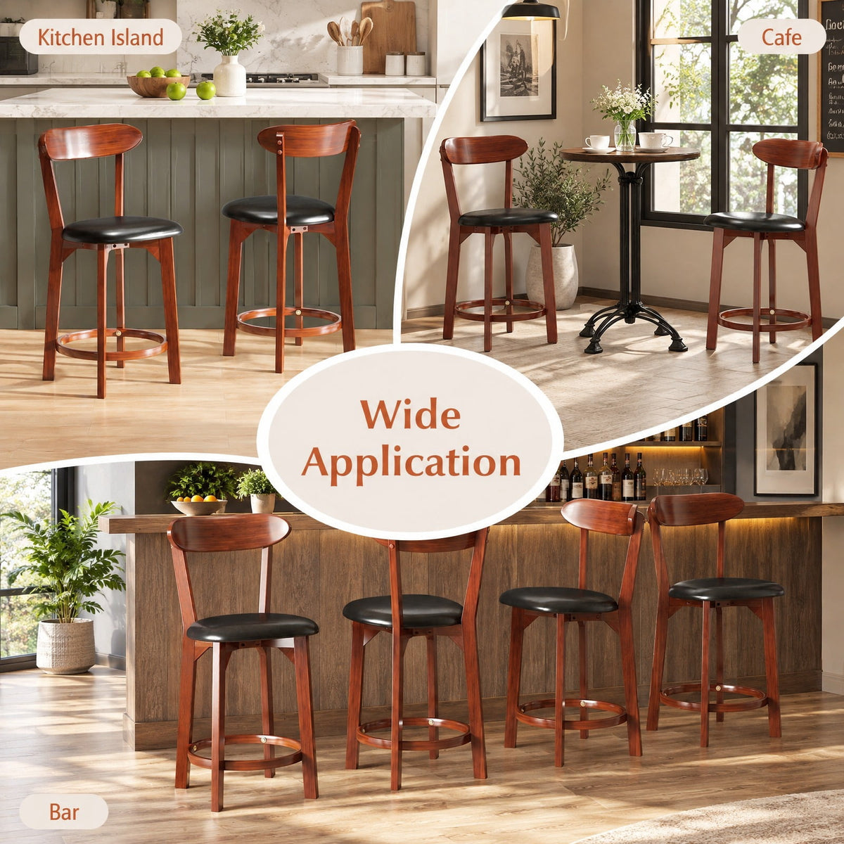 Airfind Set of 2 24 Inch Modern Armless Upholstered Cushioned Seat Island Dining Chairs for Kitchen, 275 lbs Capacity, 16.5 x 19 x 40 Footprint