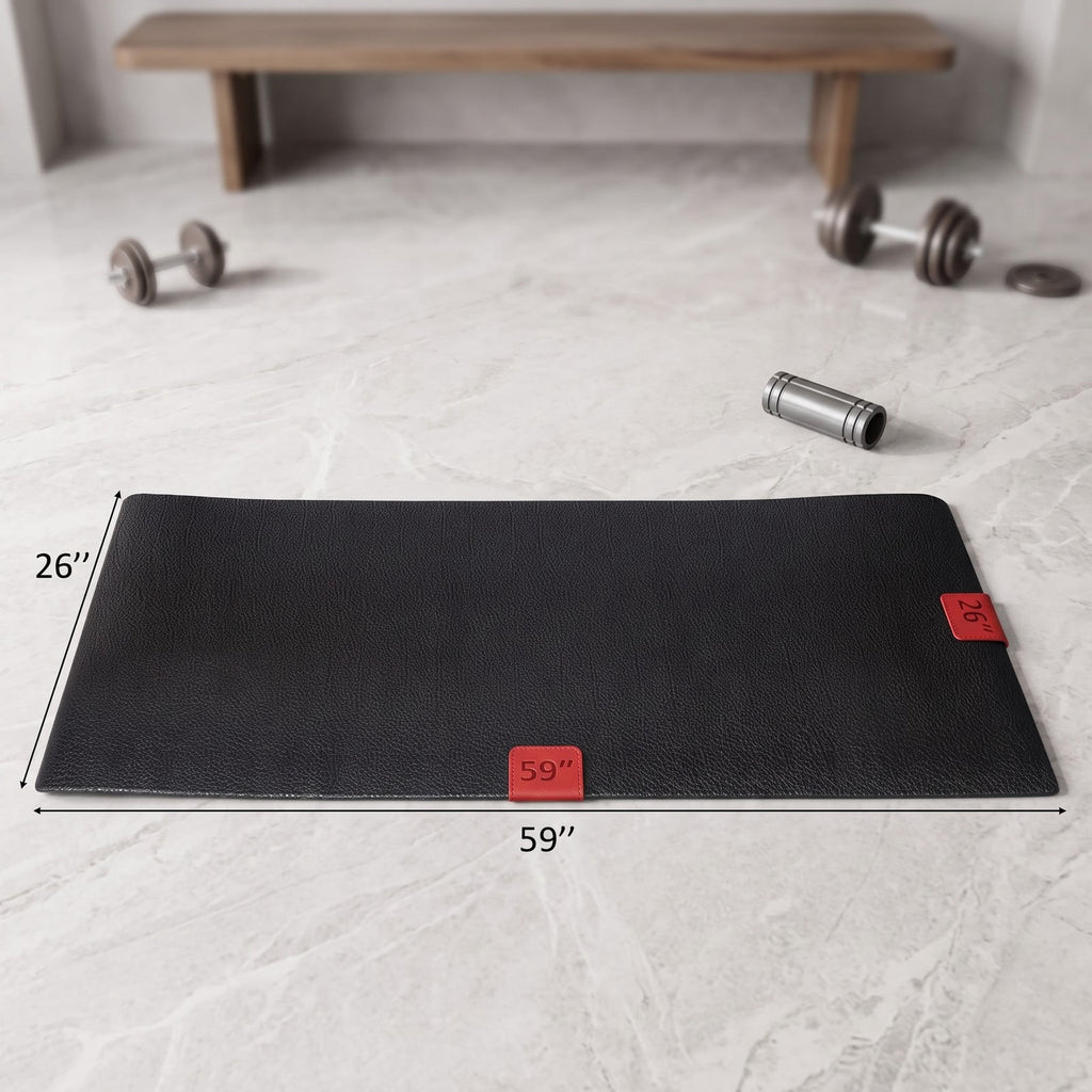 Airfind 59 Inch Long Thicken PVC Equipment Mat for Treadmill and Exercise Bike to Protect Home and Gym Wood Floors, Black