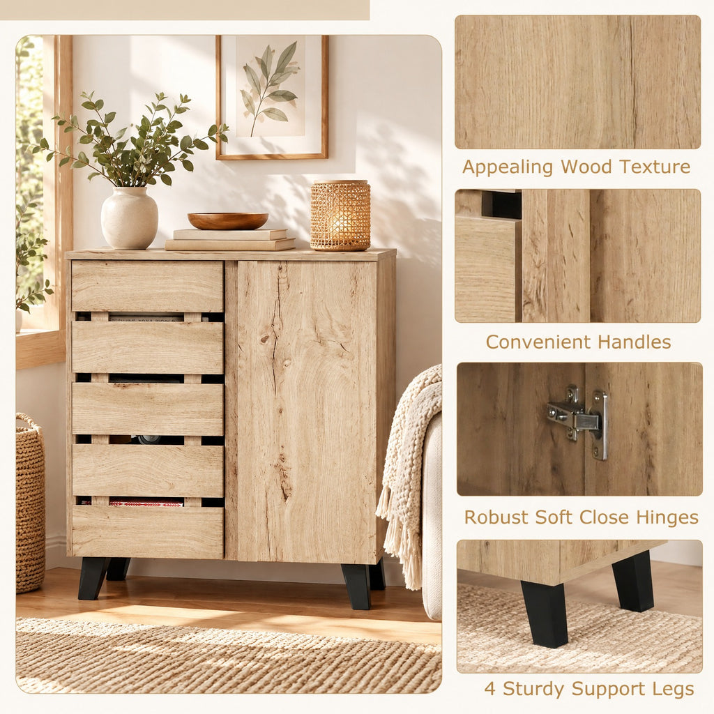 Airfind 4-Tier Shoe Cabinet 2-Door Storage Organizer with Louvered Door, 90 lbs Capacity, MDF Engineered Wood Frame, 31.5 x 13 x 34.5 Footprint