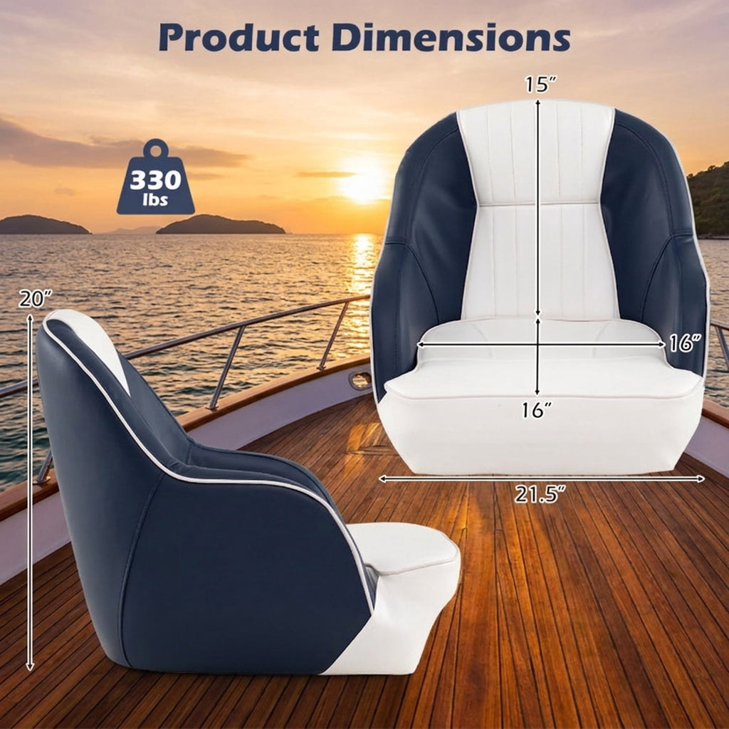 Airfind Captain Pontoon Bucket Seat with Marine-Grade Upholstery, Blue