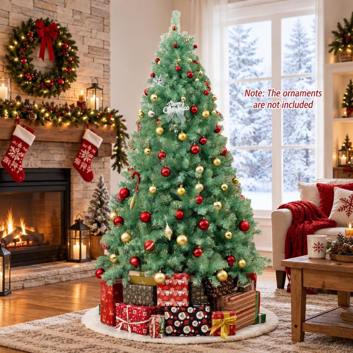 Airfind Pre-Lit Tinsel Christmas Tree Artificial Xmas Tree Home Office Party Seasonal Holiday Decoration, PVC PET Metal Frame, 4.5 x 7.5 ft Footprint