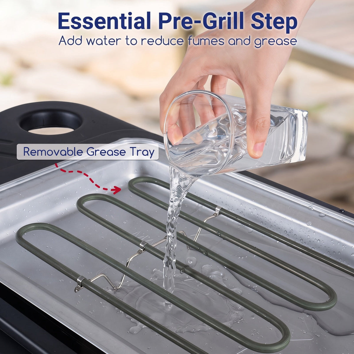 Airfind 1500W 2-in-1 Electric Grill featuring Detachable Stand and Dual Plates for Balcony, Metal PP Electroplated Chrome Enamel Zinc Sheet Frame, Red