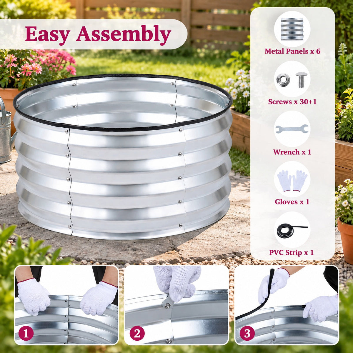 Airfind 2 Pack Galvanized Raised Garden Bed Kit with Open-Ended Base, Galvanized Metal PVC Frame, 24 x 24 x 12 Footprint, Silver