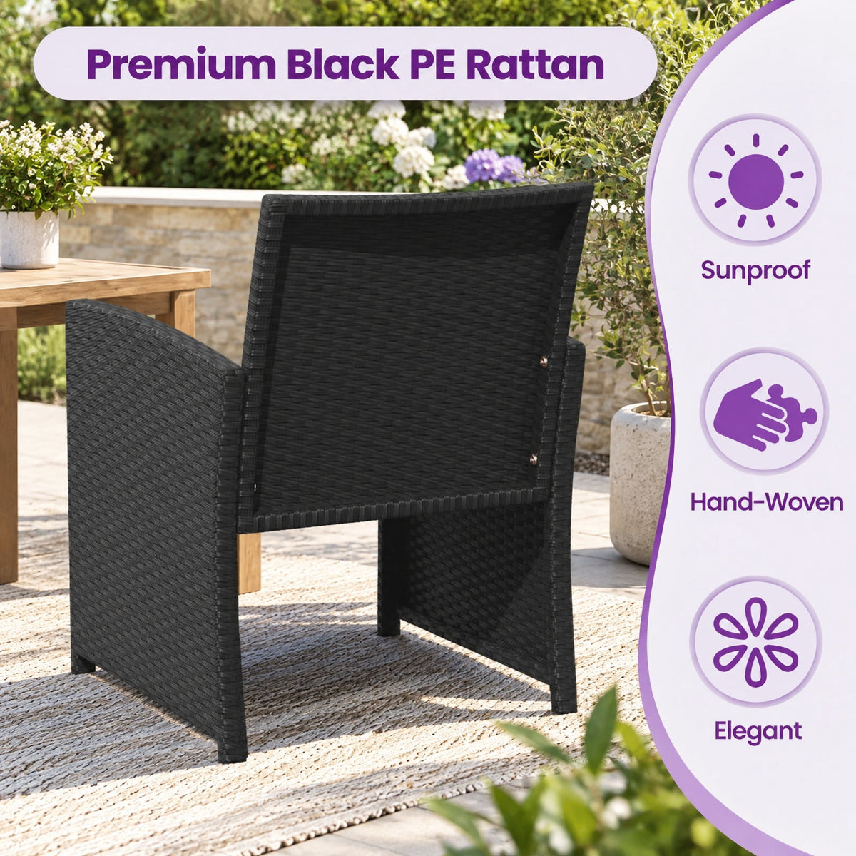 Airfind 4 Pieces Patio Furniture Set with Tempered Glass Tabletop and Removable Cushion, 400 lbs Capacity, Rattan Steel Sponge Frame, Navy