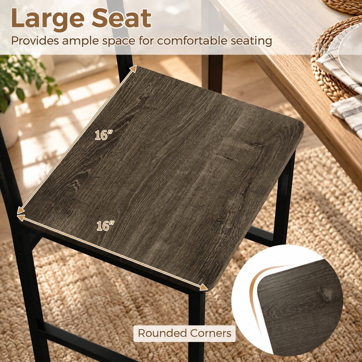 Airfind Set of 4 Dining Chairs with Metal Legs and Slanted Back, 300 lbs Capacity, Metal Engineered Wood Frame, 17.5 x 16 x 34 Footprint, Gray