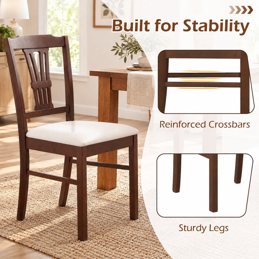 Airfind Wooden Dining Chairs Set of 2 Upholstered Kitchen Chairs with Solid Rubber Wood Frame, 330 lbs Capacity, 18.5 x 17 x 35 Footprint, Beige