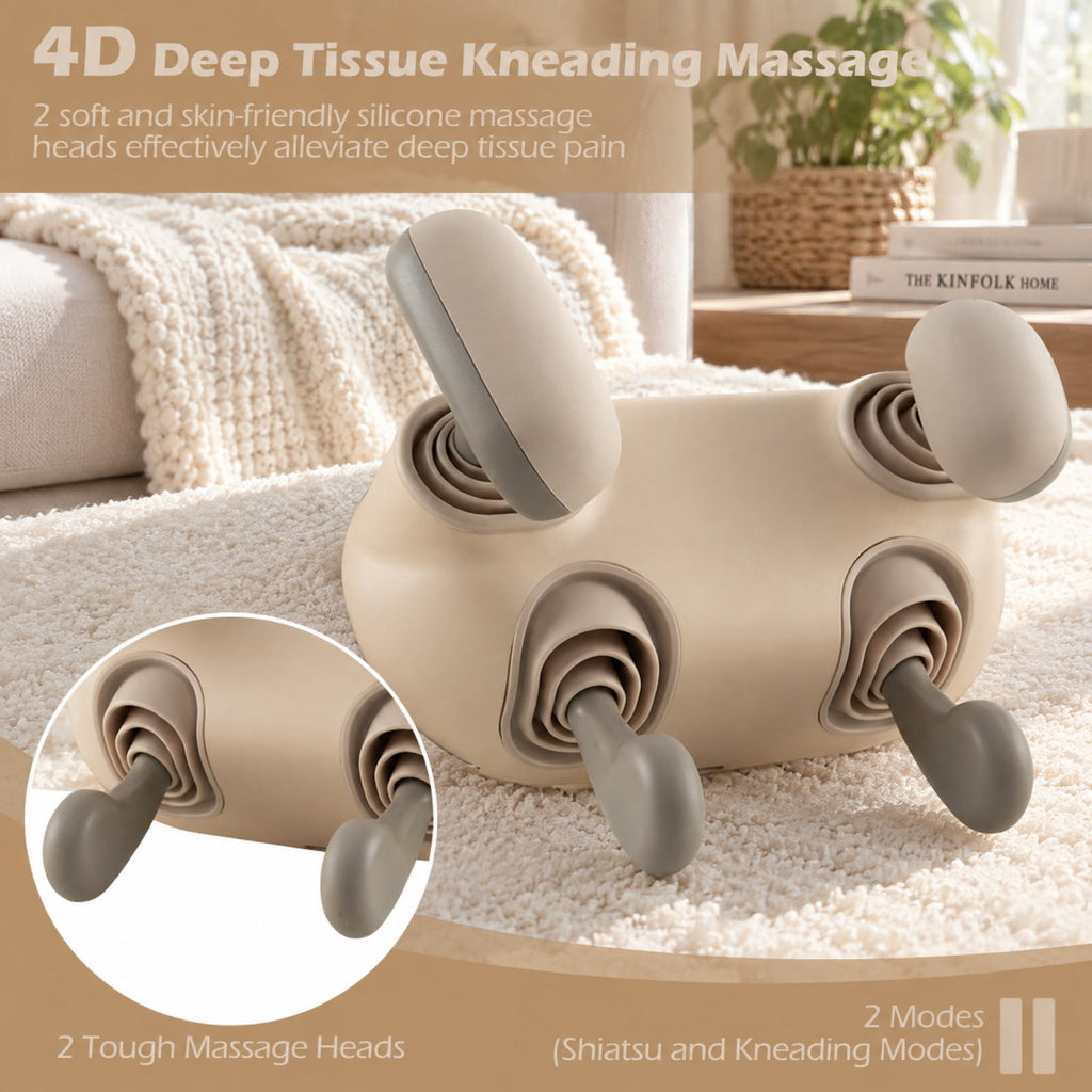 Airfind Neck Shoulder Massager with 2 Heat Levels for Pain Relief, PU ABS Silicone Frame, 8 x 20 x 5.5 Footprint, Beige