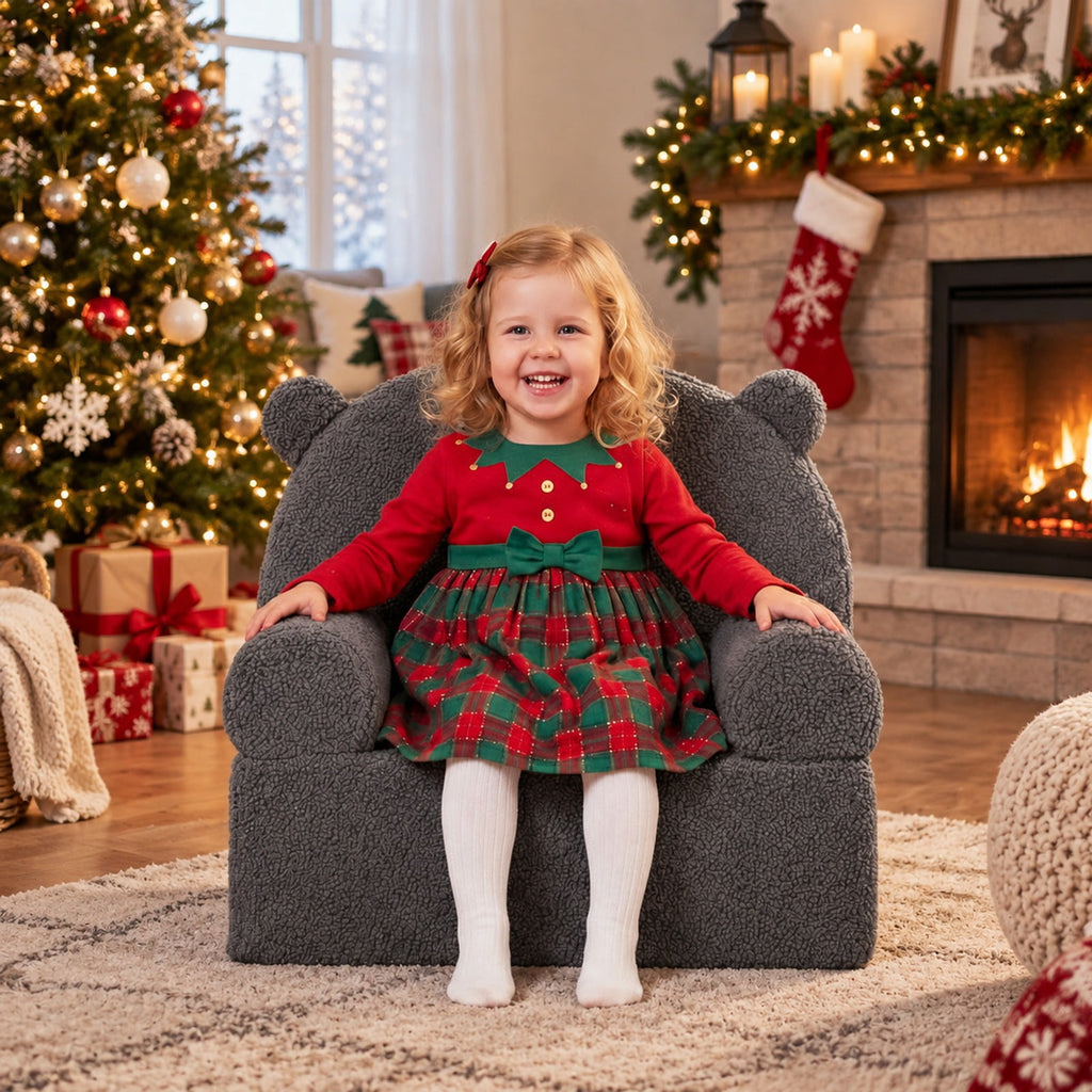 Airfind Kids Bear Sofa Toddler Foam Couch with Soft Fleece Fabric Cover, Teddy Fleece Fabric Frame, for 3+ years old, 20 x 16 x 18 Footprint