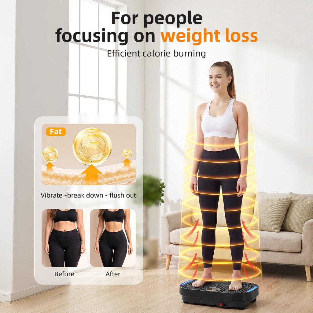 Airfind Vibration Plate Exercise Machine,Whole Body Vibration Platform with Bluetooth Speaker,LED Display and Remote Control,2 Resistance Bands,Home Fitness Trainer,Black