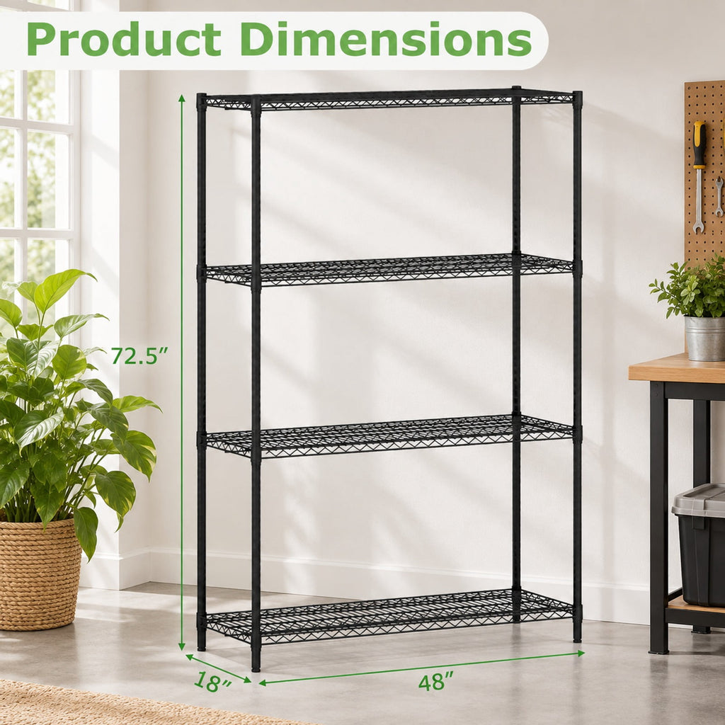 Airfind Set of 2 4-Tier Metal Storage Shelving Unit with V-Shaped Wire Rack, 3200 lbs Capacity, Metal Frame, 48 x 18 x 72.5 Total Footprint